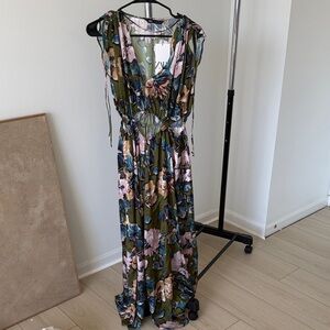 ZARA Floral Cutout Satin Jumpsuit Romper